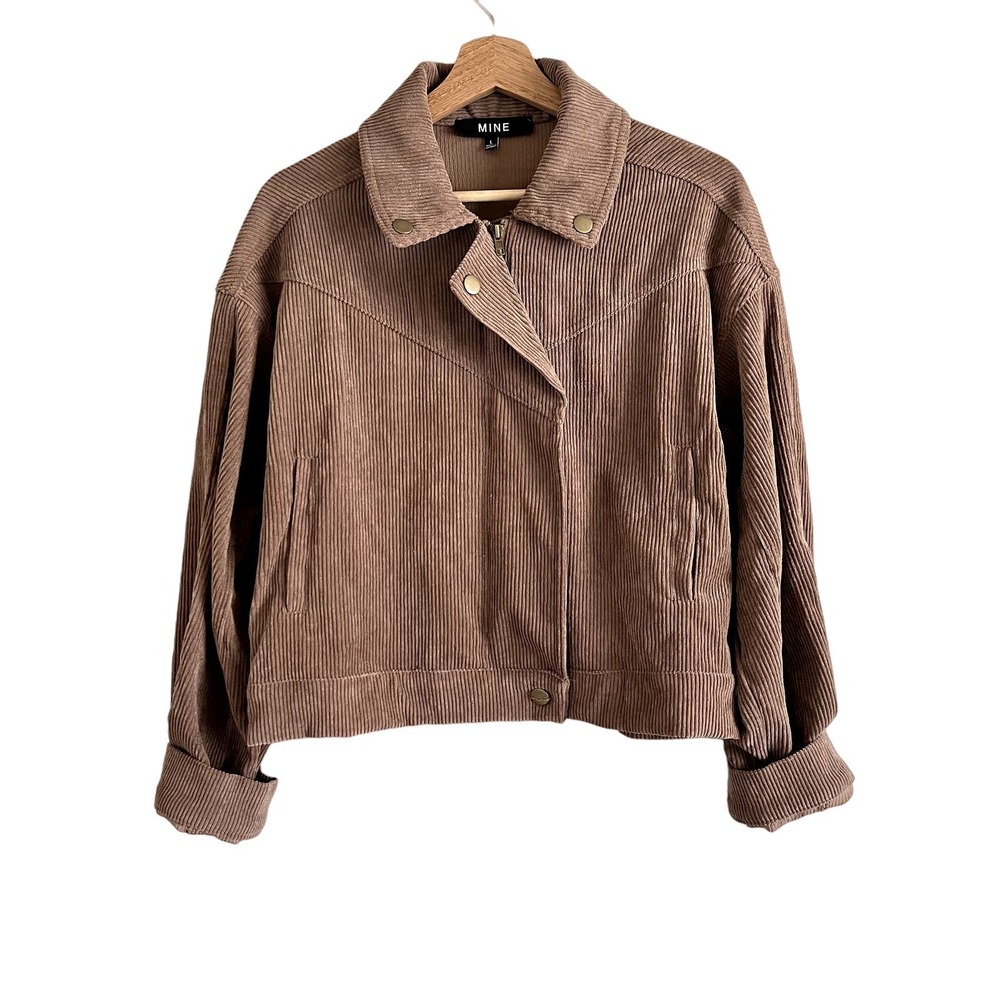 Women's Tan Corduroy Lightweight Casual Cropped Western Vibe Jacket Size Large